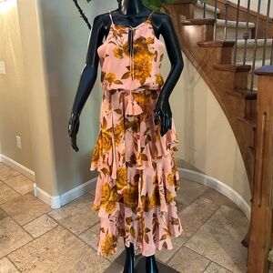 KARINA GRIMALDI Pink Cassandra Ruffled Dress